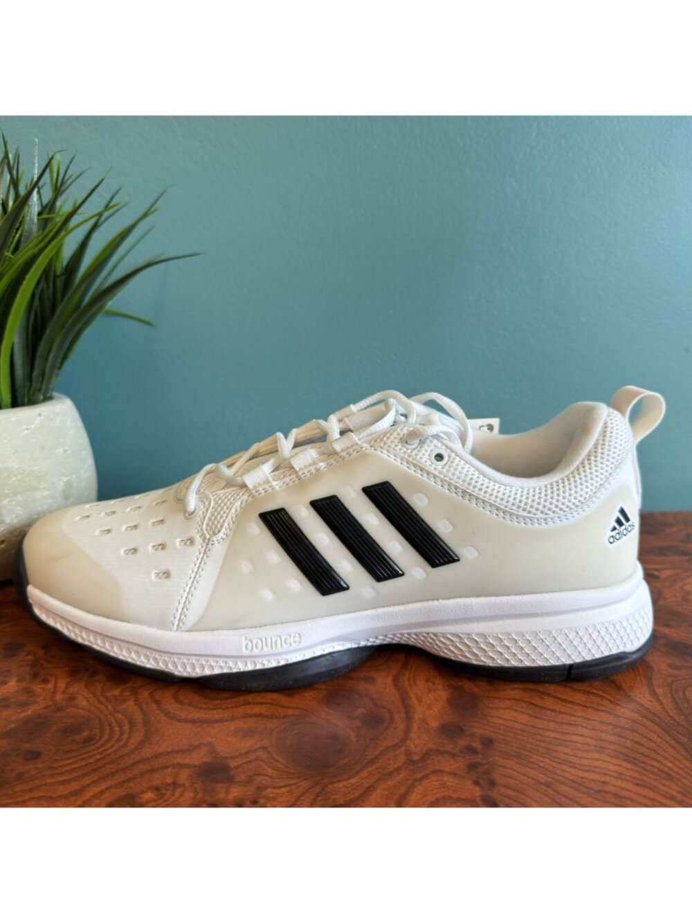 Mens Adidas Size 9 Barricade Class B Tennis Shoe Model BY2919 White Black - Picture 7 of 11